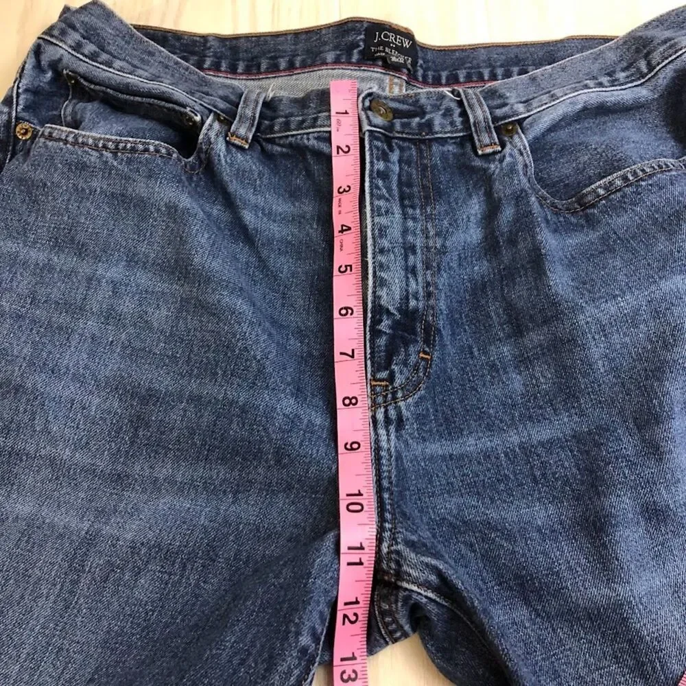 J Crew The Bleecker Men's Denim Blue Jeans 36 x 32 Zip Closure Straight Designer